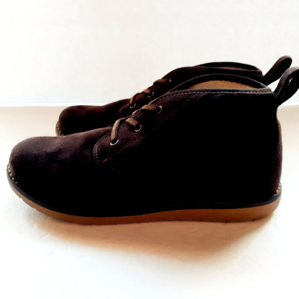 Sonoma Boys Boots Chukka Brown Faux Suede Ankle Fur Lining Slip On Size 5